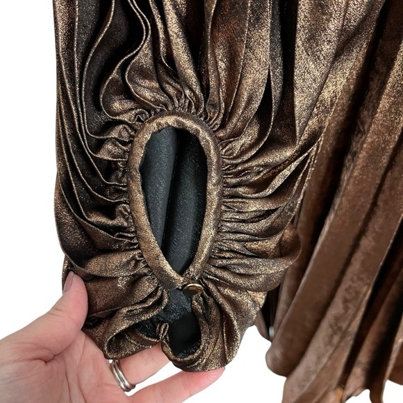 Acler Auroa Midi Dress Metallic Twist Front Pleated Bronze Size 6 NEW - Picture 13 of 16